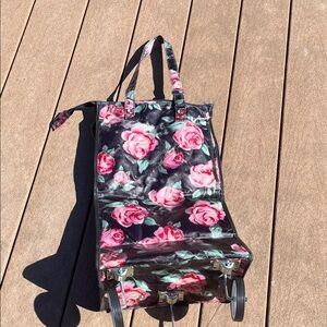 Coffret Voyage Avon Vintage : 3 Pièces, Sacs De Maquillage Noir à Fleurs